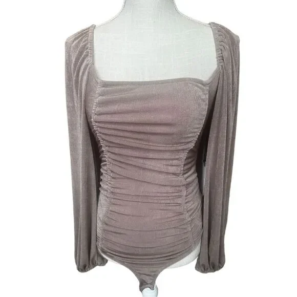 ASTR Brown Metallic Bodysuit NWHT Size Medium - Picture 2 of 8